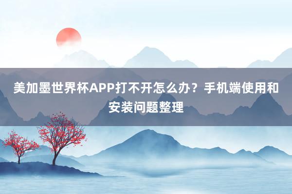 美加墨世界杯APP打不开怎么办？手机端使用和安装问题整理